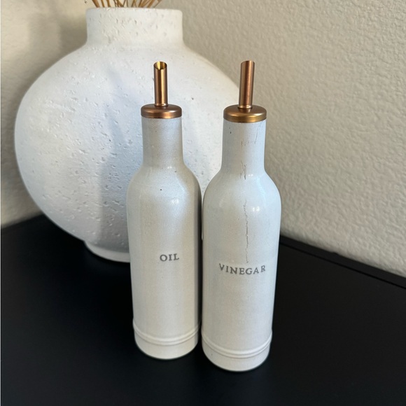 2pc Oil & Vinegar Stoneware Bottle Set Cream/Copper - Hearth & Hand Magnolia - Picture 5 of 5